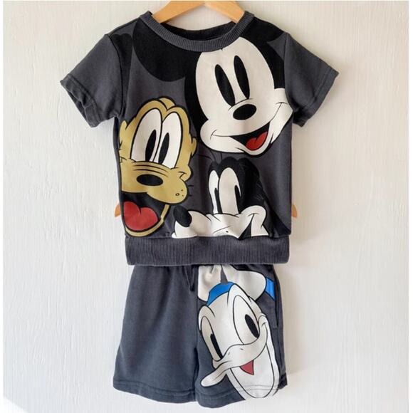 Disney Mickey Baby Gray Co Shorts Set Size 2T - Picture 1 of 7
